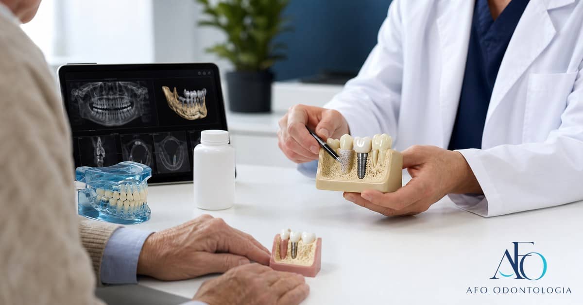 Paciente com remédio para osteoporose avaliando implante dentário em Taboão da Serra