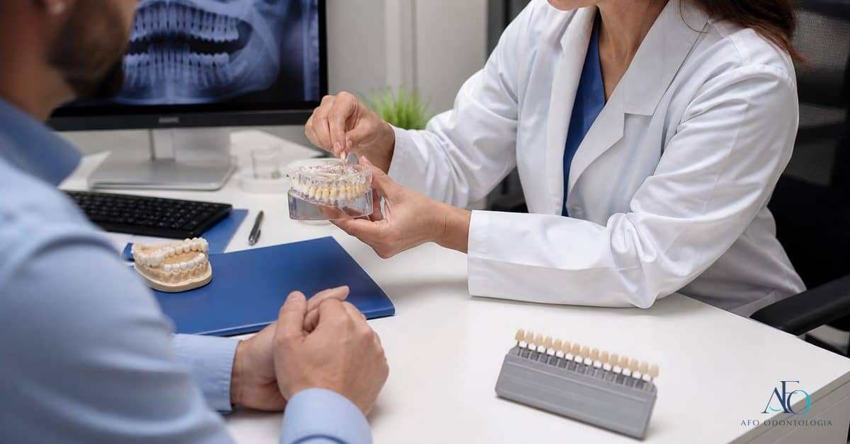Planejamento de protese adesiva com modelo dental e escala de cor