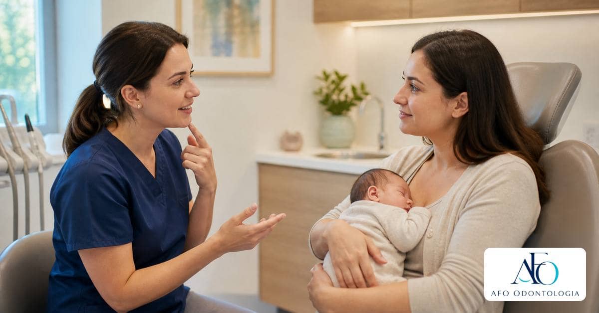 Orientacao odontologica para mae com bebe em amamentacao