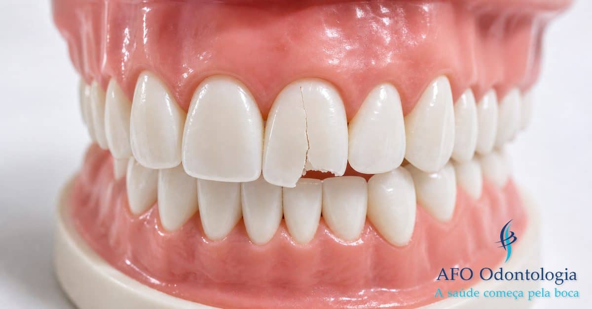 Dente quebrado ou trincado com risco de progressão — diagnóstico precoce evita perda do dente, Taboão da Serra